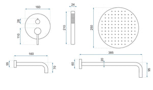 Set Da Vasca-doccia Da Incasso Rea Lungo Black + Box