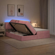 Letto con contenitore LED e materasso Rosa 200 x 200 cm Velluto 3459383