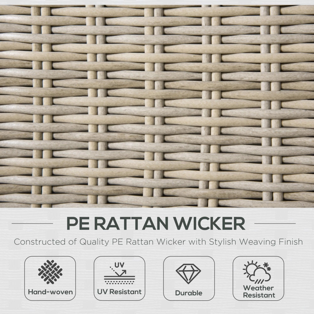 Set Salotto da Giardino Divano 2 Poltrone e Tavolino in Rattan Polietilene Cachi e Beige