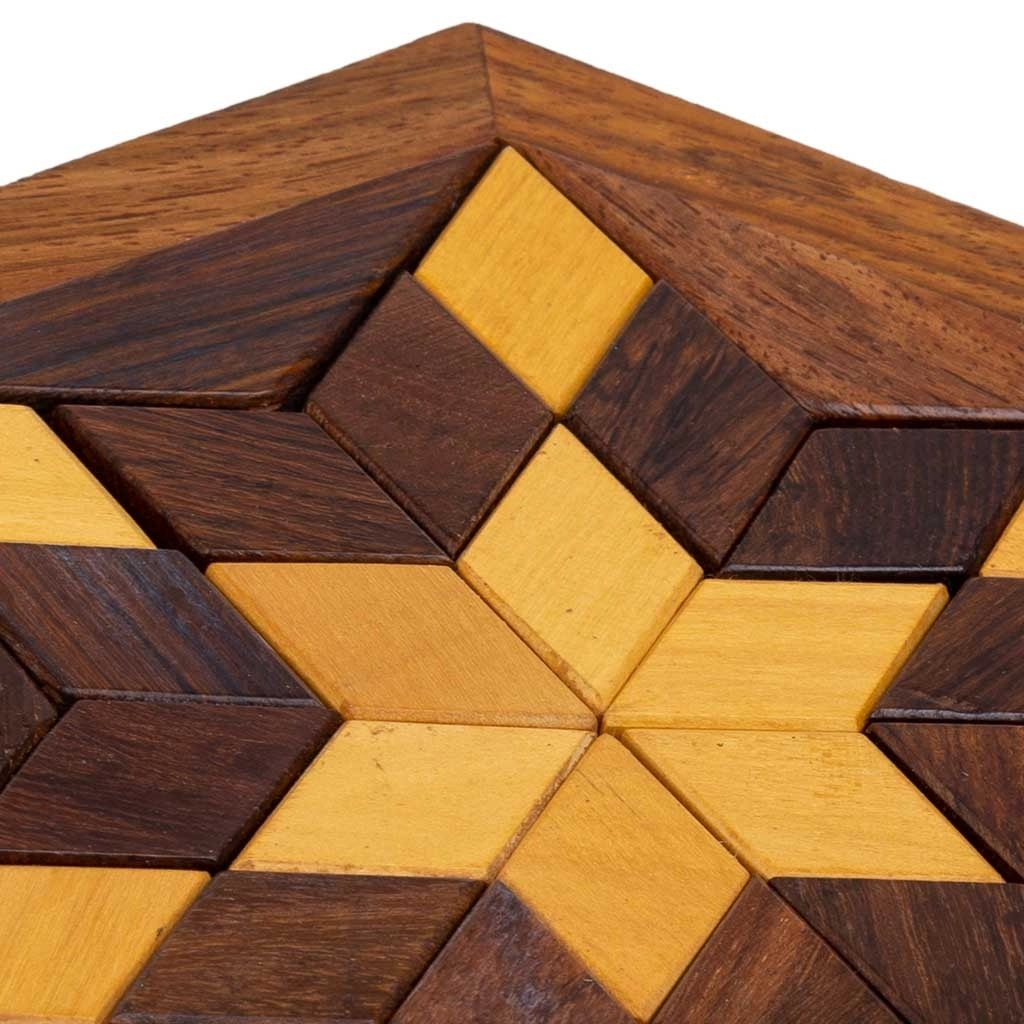 Puzzle esagonale in legno marrone 13,5x13,5x3h
