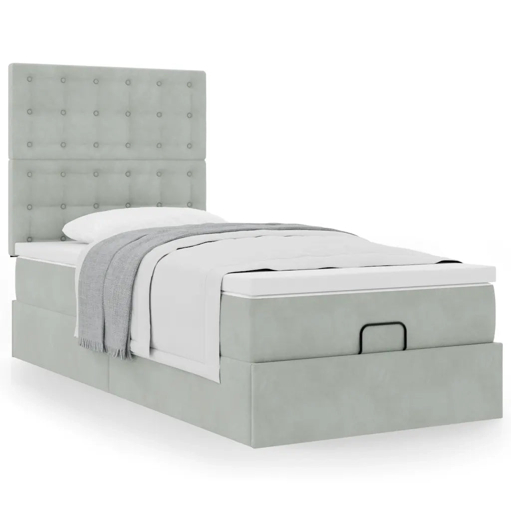 Struttura Letto Pouf con Materassi 90x190 cm in Velluto 3313583