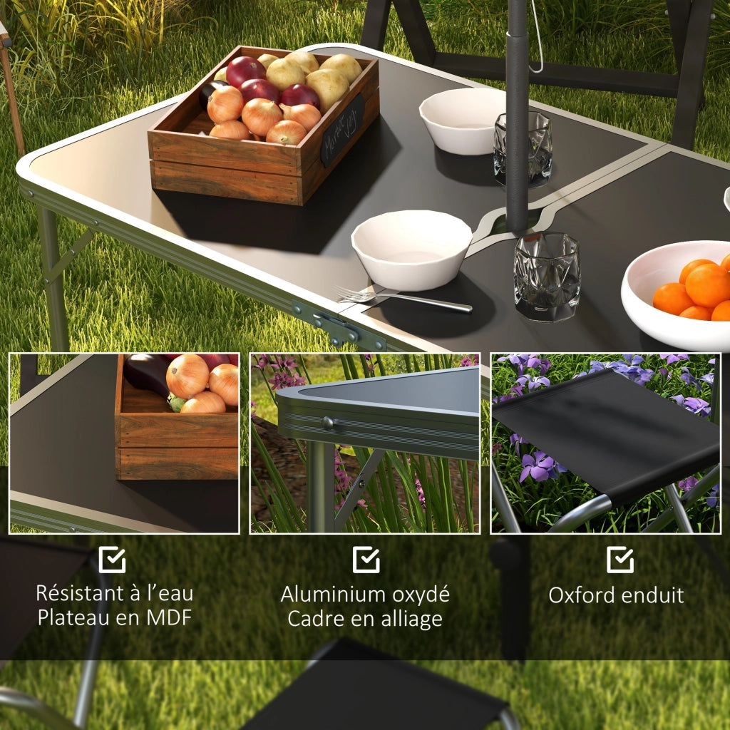 Tavolo da pranzo pieghevole con 4 sedie ¨C zephmum ¨C grigio scuro 120x60x55-70cm