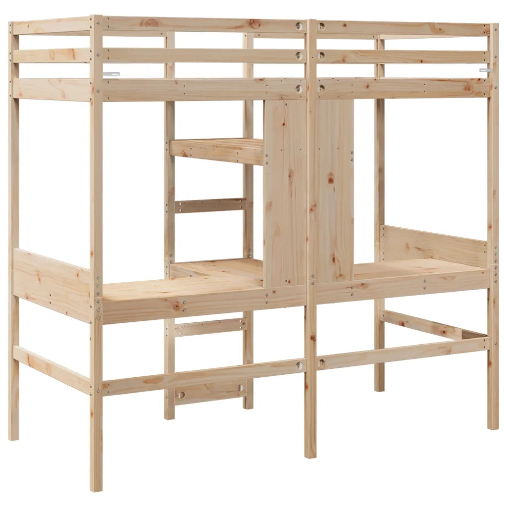 Letto singolo | Letto per adulti | Giroletto Soppalco senza Materasso 75x190cm Legno Massello Pino