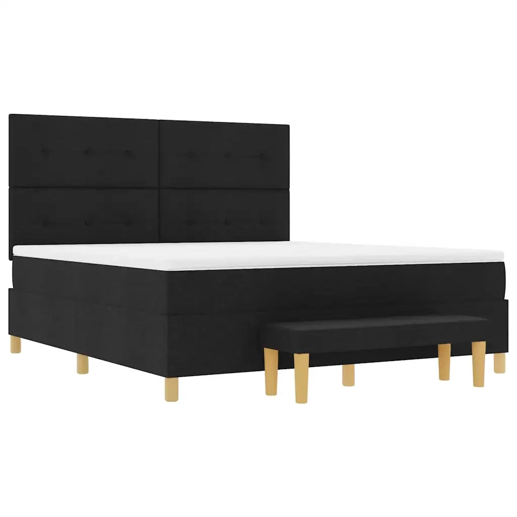 Letto a molle con materasso Nero 180 x 200 cm Tessuto