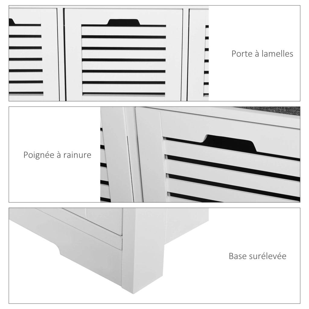 Panca Scarpiera con 3 Cassetti e Cuscino ¨C Zephmum ¨C Bianco 108x35x43 cm