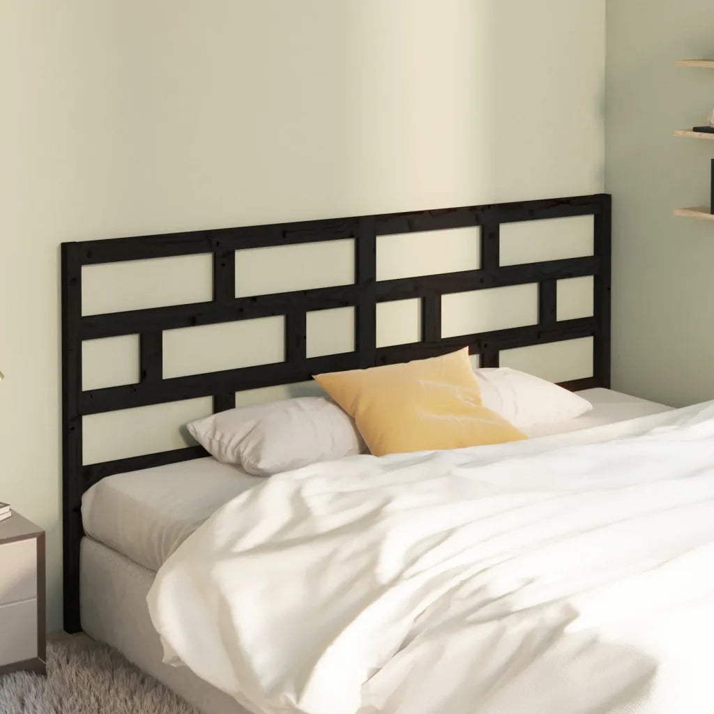 Testiera | Testata per Letto Nera 186x4x100 cm in Legno Massello di Pino