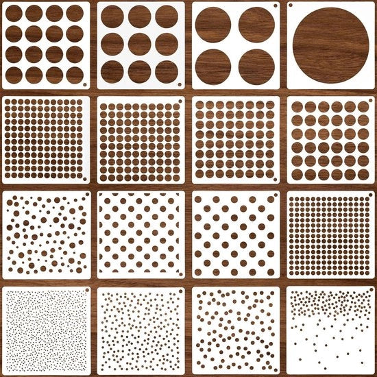16 set di stencil circolari arte geometrica stencil misto riutilizzabile per pittura stencil a strisce per cartoncino fai da te album carta stoffa