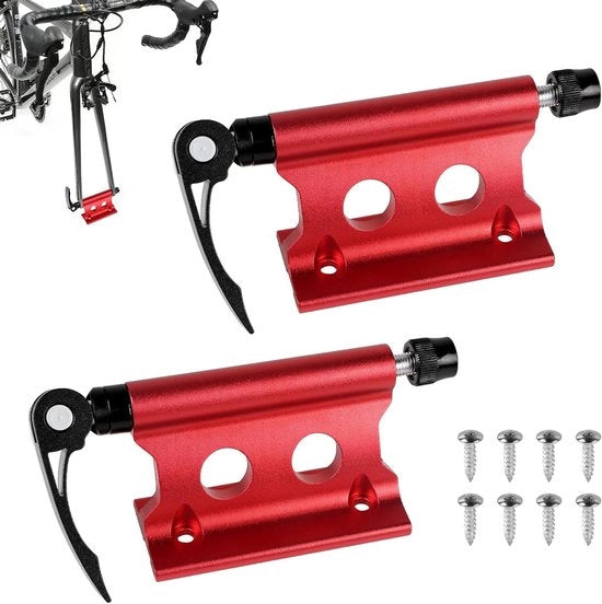 Fendine Plus - 2 sostegni sella per forcella con chiave rapida - lega di alluminio - rosso - accessori bicicletta per trasporto e outdoor.