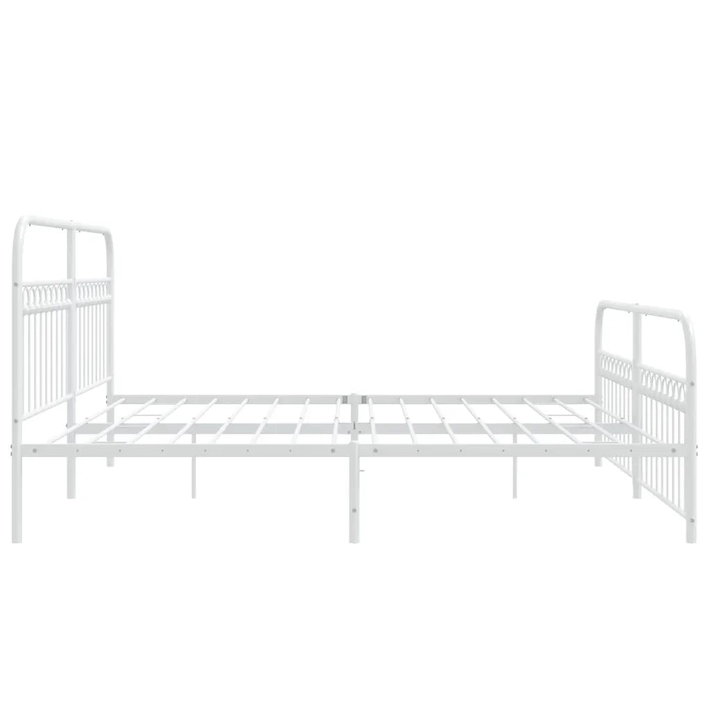 Giroletto con Testiera e Pediera Metallo Bianco 193x203 cm 376673