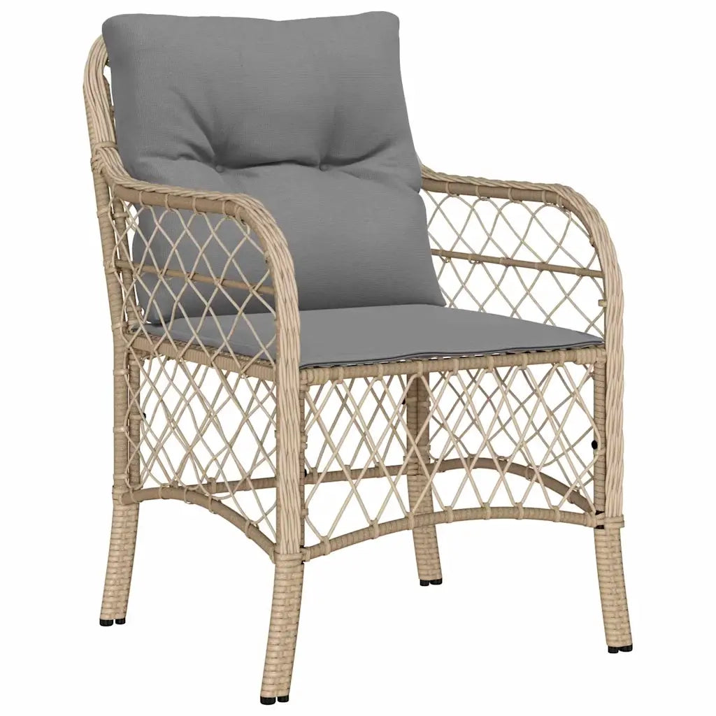 Set da Pranzo per Giardino con cuscino 5 pcs Beige polyrattan 3380235