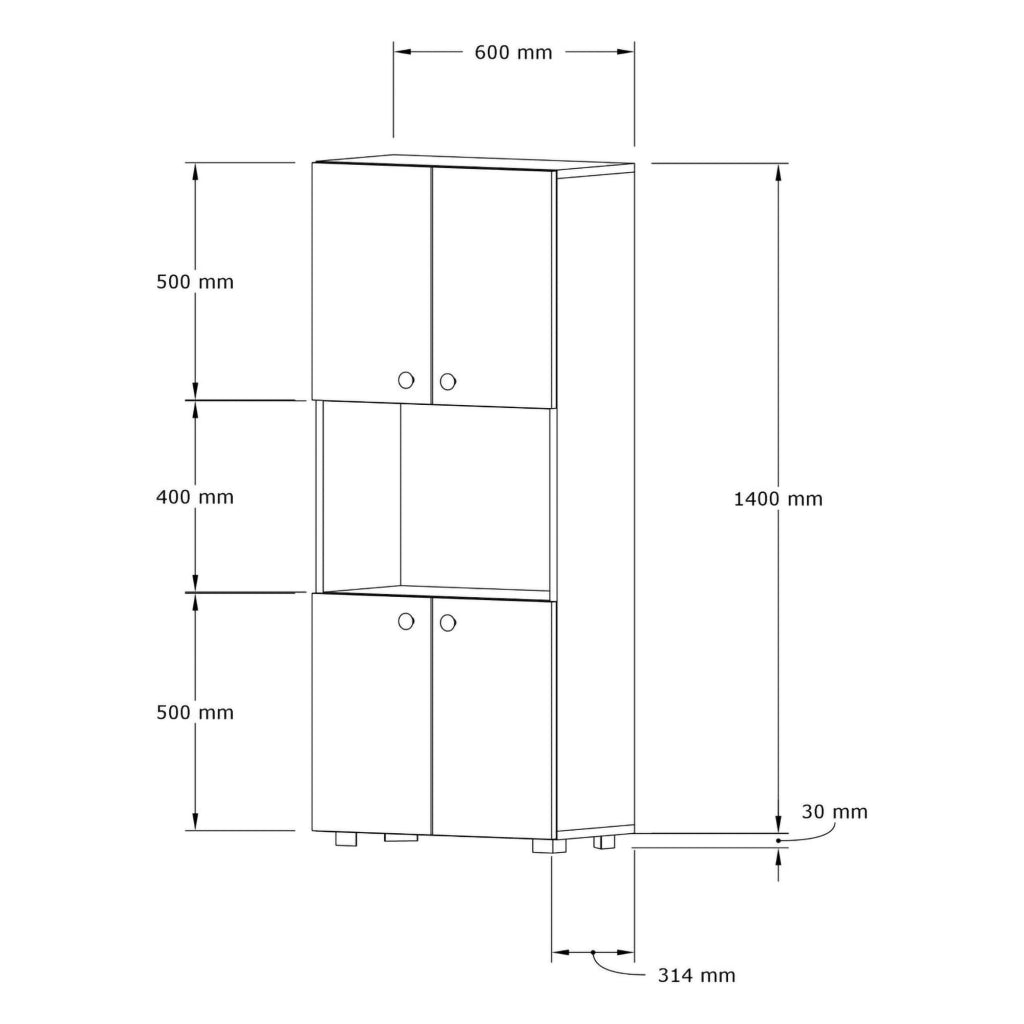 Madia Sestu, Credenza 2 Ripiani, 60x31x140h cm Marrone Noce