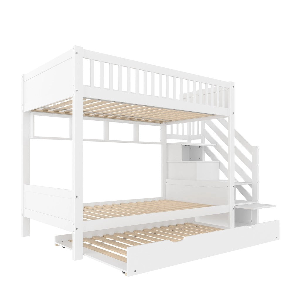 Letto a Castello con Letto Estraibile, Armadio, Ripiani e Contenitore ¨C MINIMAL ¨C 90x200 Bianco