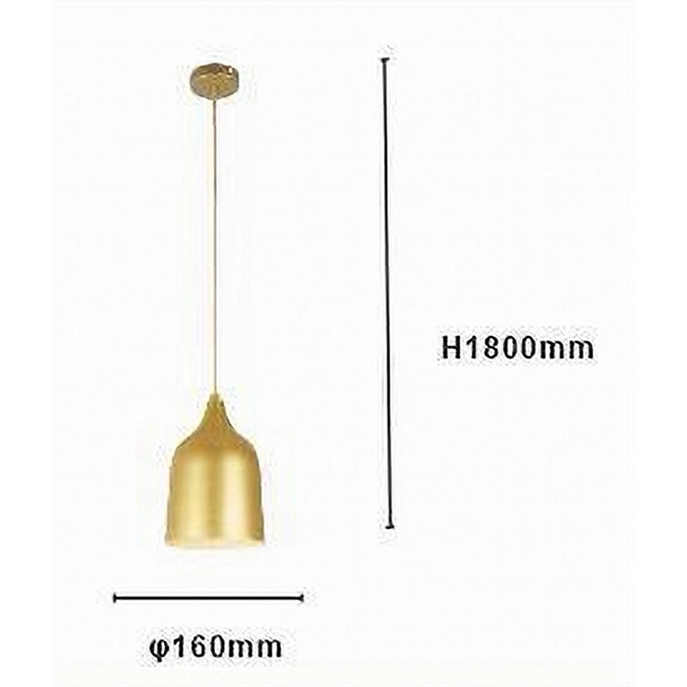 Trade Shop - Lampadario A Sospensione E27 Ferro Paralume Moderno Contemporaneo Campana Oro Bianco 33306 -