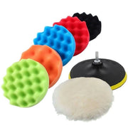 Trade Shop - Kit 10 Pz Spugna Lucidante Ceratura + Adattatore Per Trapano Lucidatrice 150mm -