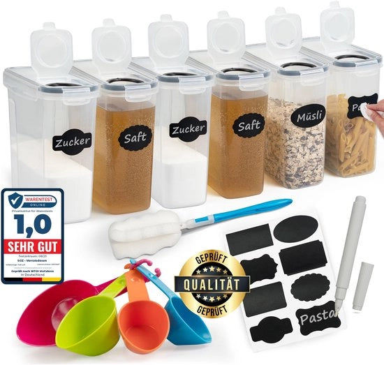 Sistema di conservazione 2,5L 6-dell'insieme di contenitori con coperchio - BPA libero, ermetico, inodore, stivabile, resistente alle muffe - contenitore per fiori - contenitore di conservazione per la cucina in un set di 6 (6)