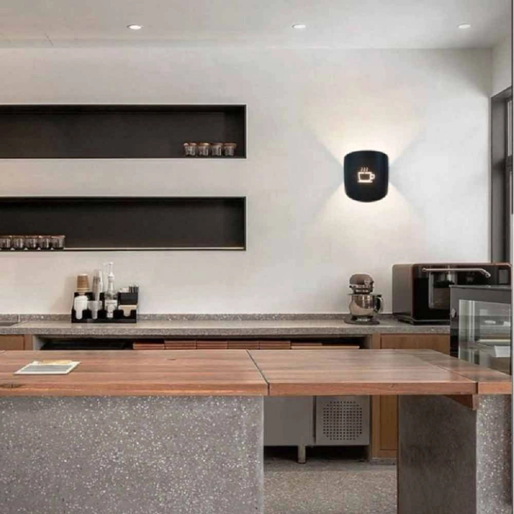 Trade Shop - Applique A Parete Con Raffigurazione Tazza Del Caffè Lampada Attacco G9 Ip20 Aq45 - Nero