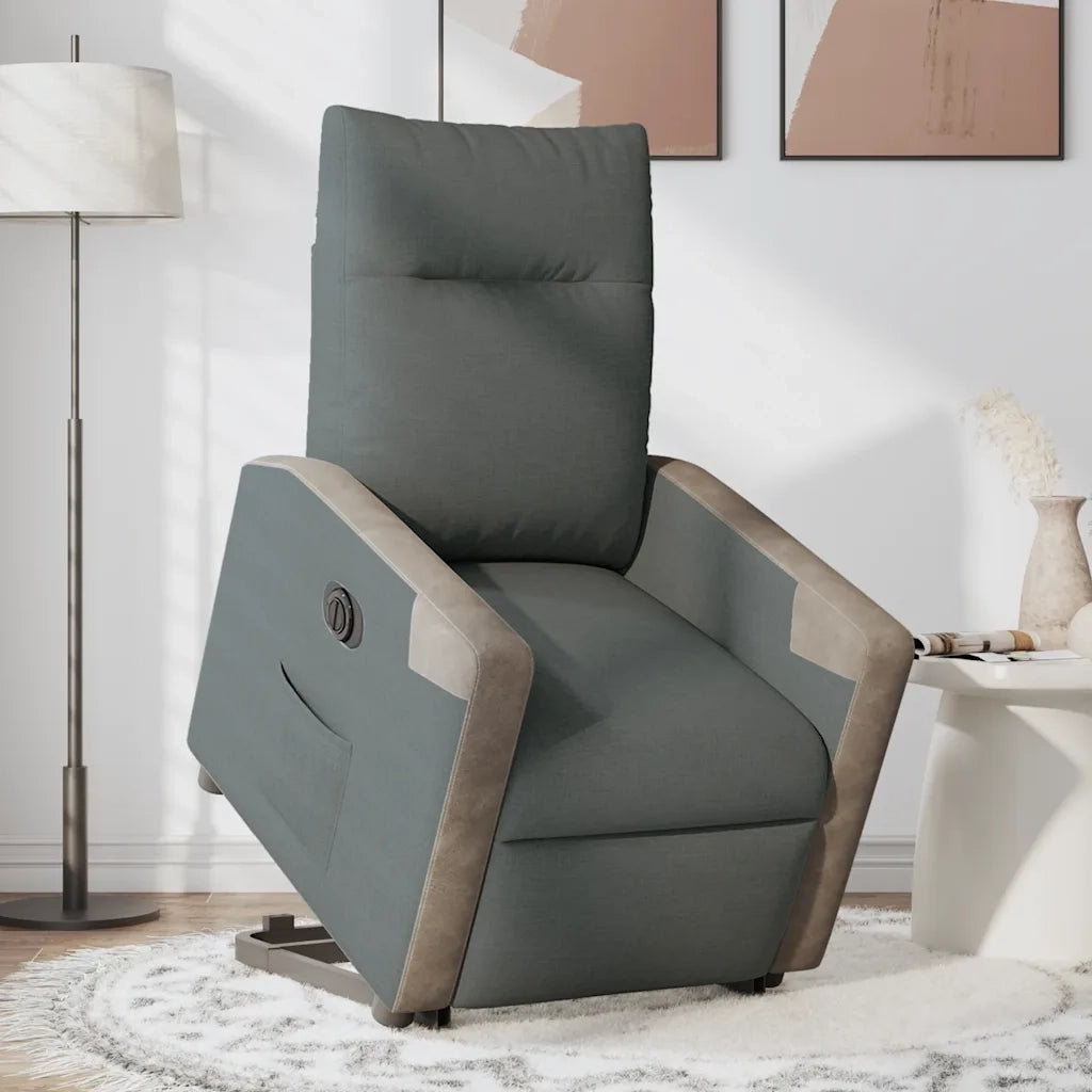 Poltrona | Sedia Relax Alzapersona Reclinabile Elettrica Grigio Scuro Tessuto