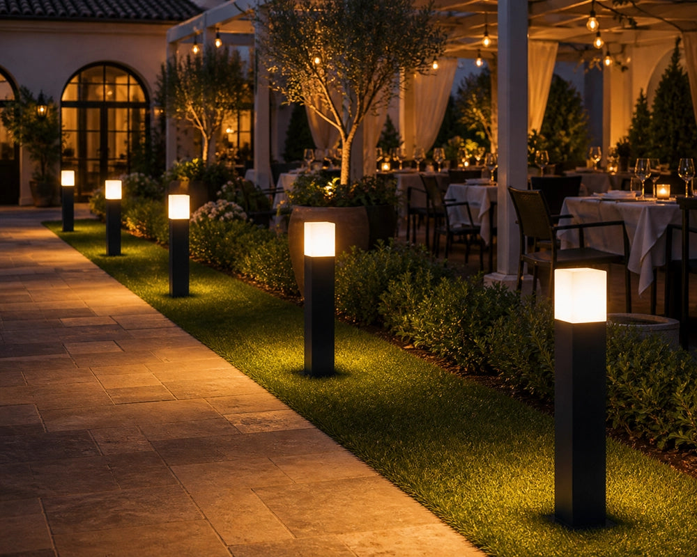 Lampioncino da Giardino E27 Nero 74 cm Paletto Luce Esterno Moderno per Vialetti e Ingressi Attacco E27 Alluminio Diffusore Opaco IP44