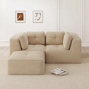 Divano angolare modulare beige in velluto a coste; configurabile