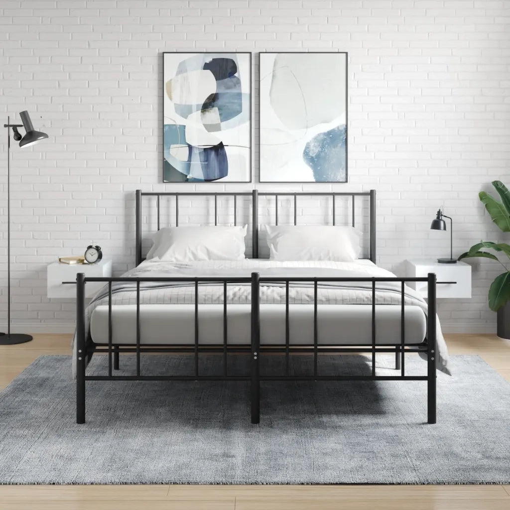Set di 2 Comodini | Armadio da Notte | Mobiletto da notte a Muro Bianco Lucido 35x35x20 cm