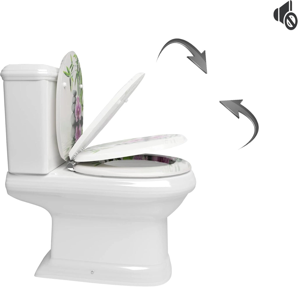 Sedile WC Copriwater Universal, Urea-Formaldeide Chiusura, Facile da Montare, MDF Materiale a Fissaggio Parte inferiore, a Forma di O