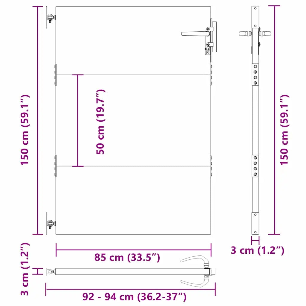 Cancello da giardino con blocco Nero 94 x 150 cm 42015881