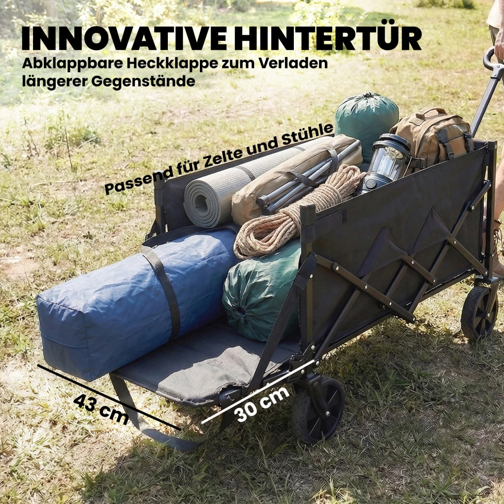 Carrello da Giardino Pieghevole 80L ¨C Xylo ¨C Con Manico Telescopico e Portabevande