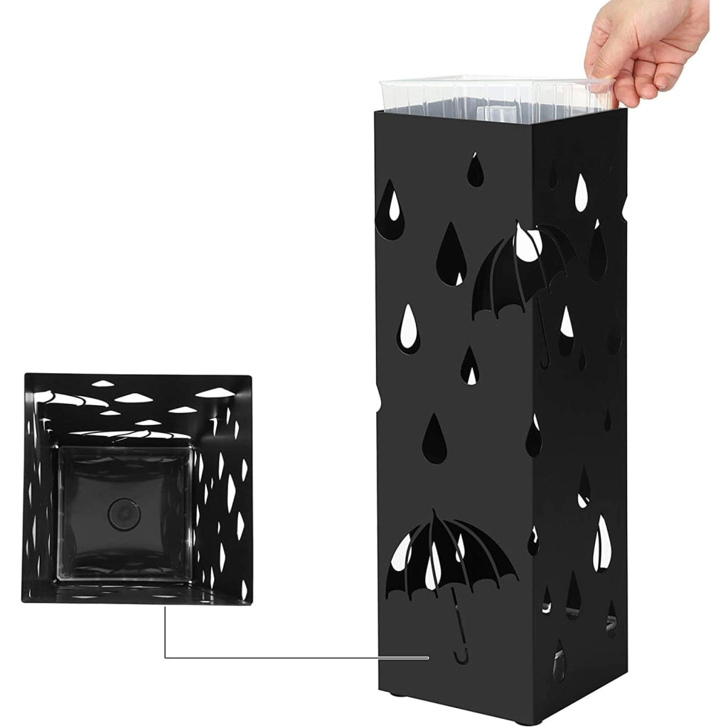 Portaombrelli Valora LUC49B in metallo nero dal design moderno per l'ingresso