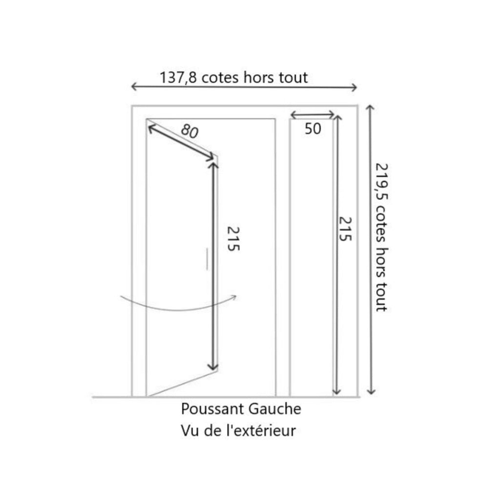 Porta d'ingresso a gradini 'Marine' dimensioni 215 X 130 a sinistra a spinta (dimensioni della tabella) senza maniglia