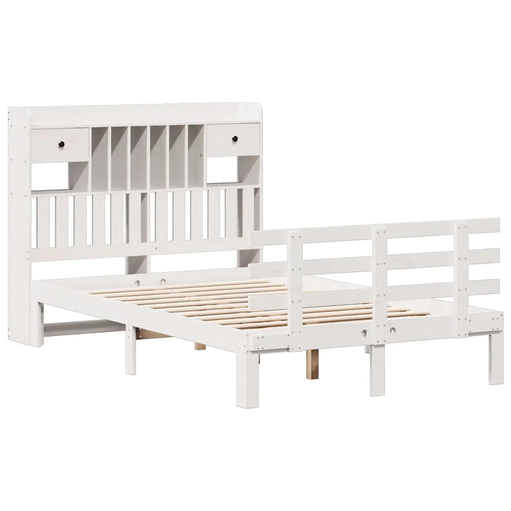 Letto Libreria senza Materasso Bianco 135x190 cm Legno di Pino 3322787