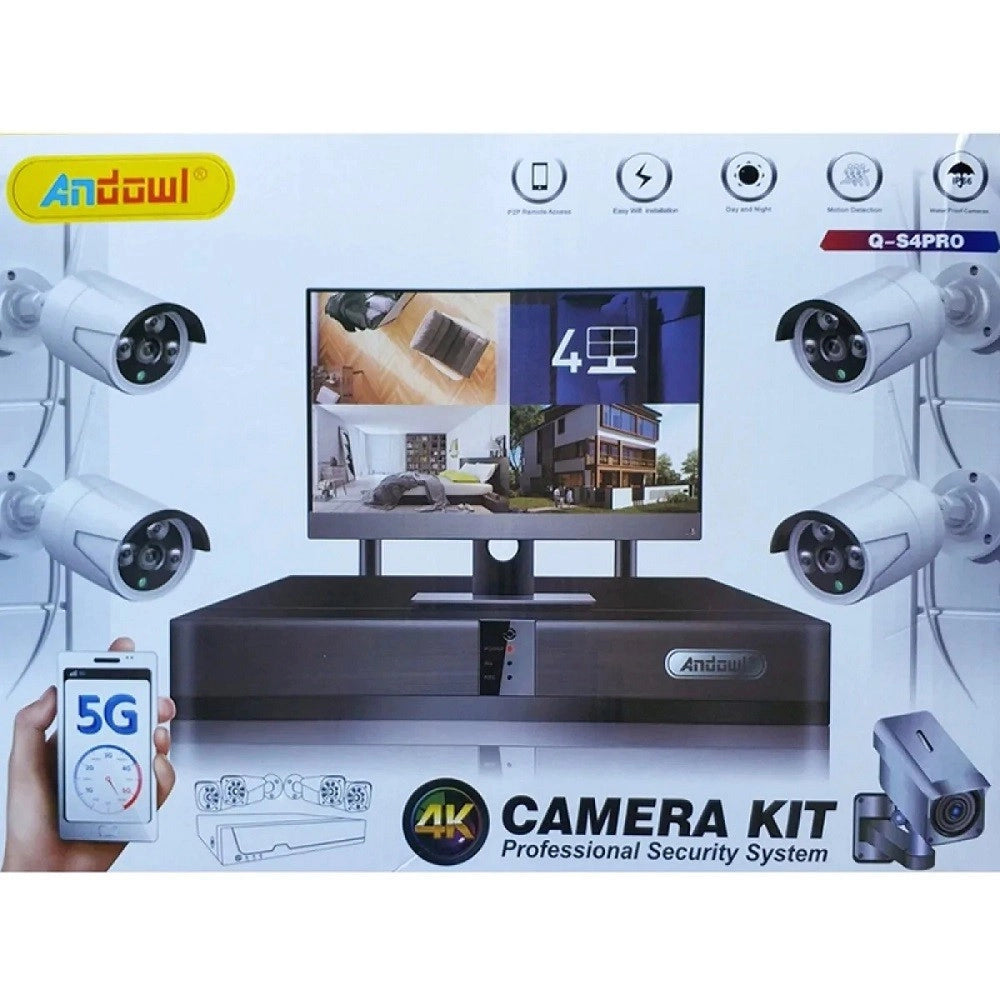 Trade Shop - Set Sistema Di Sorveglianza Registrazione 4k Hd Telecamera 4 Canali Cctv Q-s4pro -