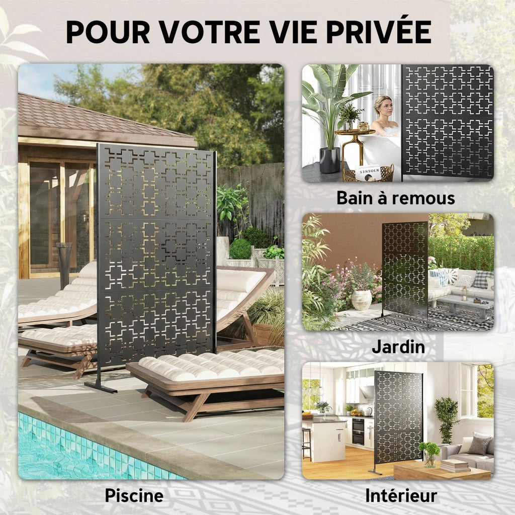 Pannello decorativo paravent esterno geometrico ¨C zephmum ¨C nero 122x45x198 cm