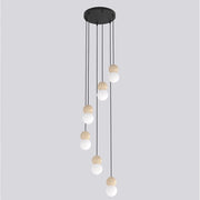 Lampada a sospensione LOOP in acciaio nero e legno naturale