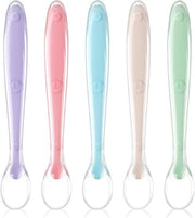 Set di cucchiai in silicone per bambini - Cucchiai per neonati - Senza BPA e morbidi - Multicolore - Cucchiai per iniziare per bambini - Adatti per bambini - 5 pezzi.