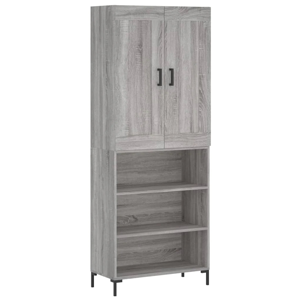 Buffet credenza cassettiera armadio mobile contenitore organizer cucina soggiorno salotto rovere Sonoma alto 69,5 x 34 x 180 cm legno ingegnerizzato grigio 02_0035591