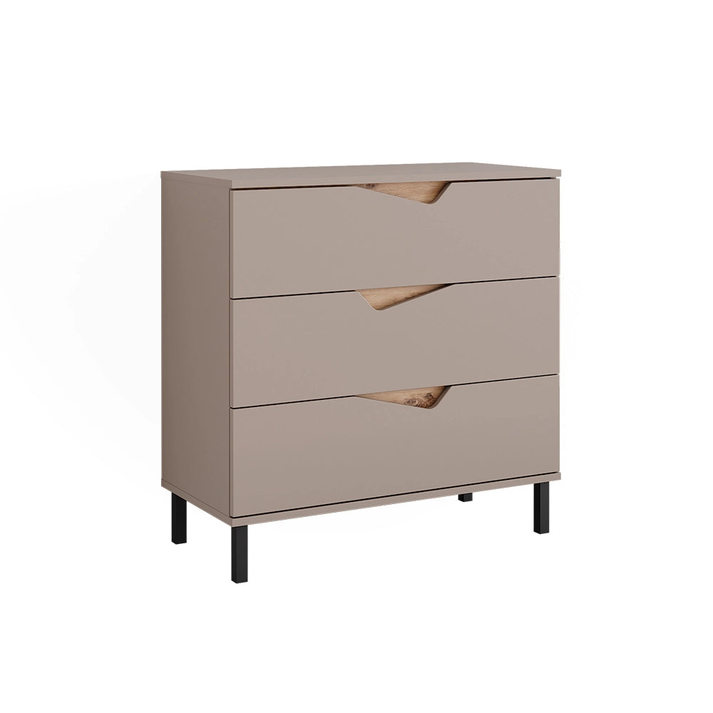 Vicco Cassettiera per camera da letto Greige/rovere artigianale 80 x 81.2 cm con 3 cassetti