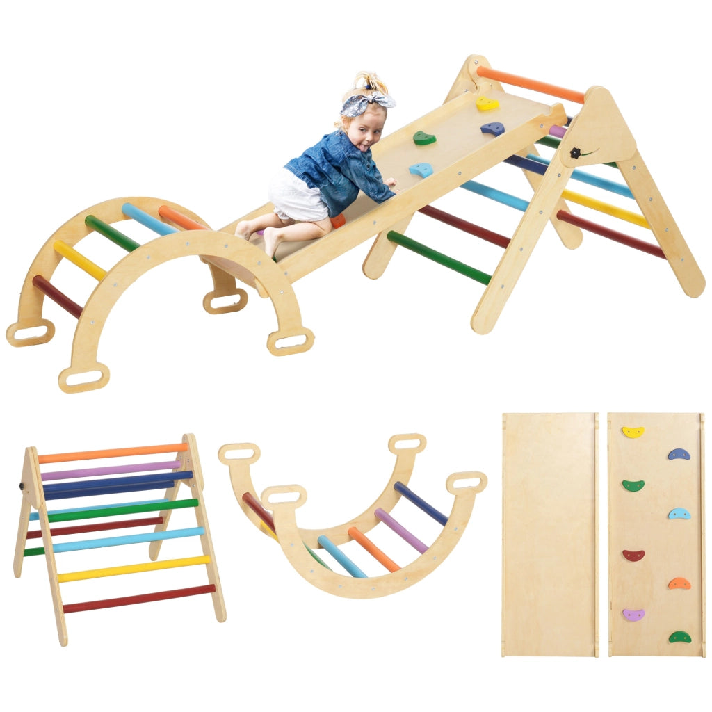 Casetta da gioco 5 in 1 con scivolo, ponte e scala ¨C Zephmum ¨C Multicolore, 18-48 mesi