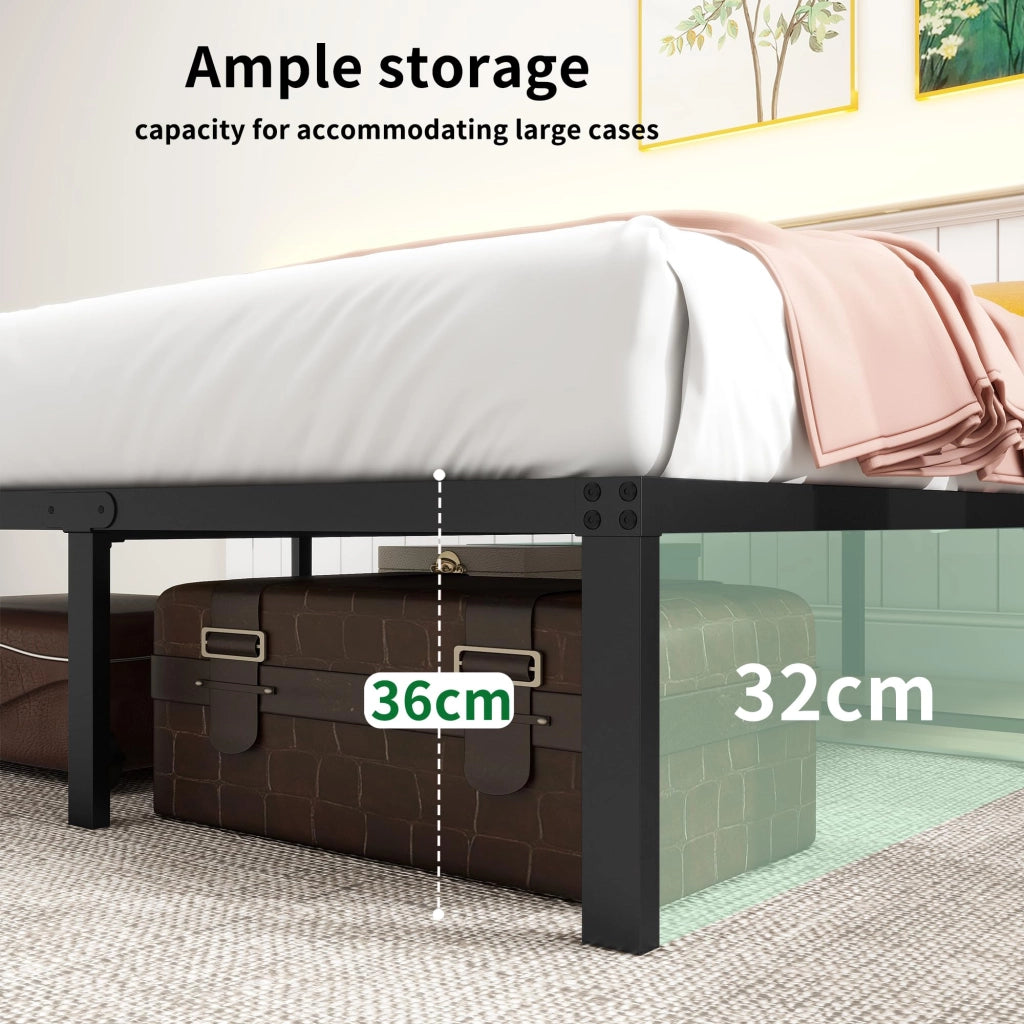 LETTO in metallo 140x200 cm nero con spazio contenitore