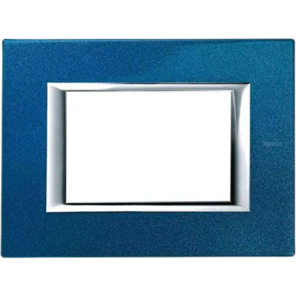 Bticino axolute placca rettangolare 3 moduli blu meissen in metallo