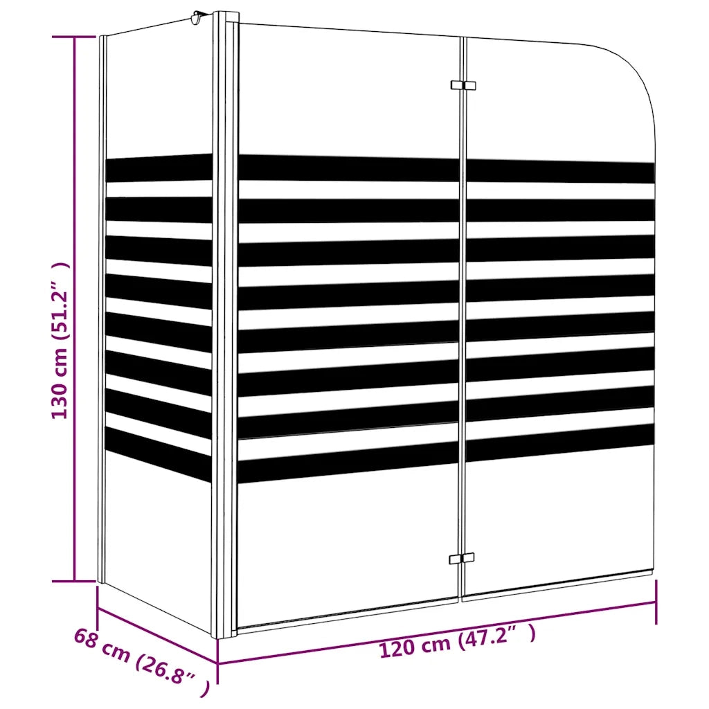 Box Doccia a Strisce 120x68x130 cm in Vetro Temperato CFW3062784