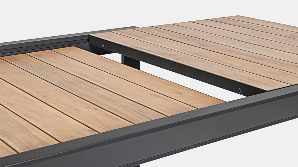 Tavolo Allungabile da Esterno 160-240x100x75h cm in Alluminio Belmar Naturale e Antracite