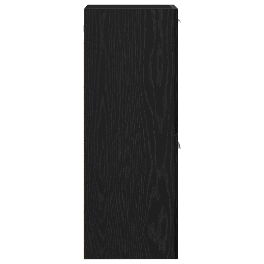 Armadiolo da Bagno  Nero Rovere 30x30x80 cm in legno ingegnerizzato
