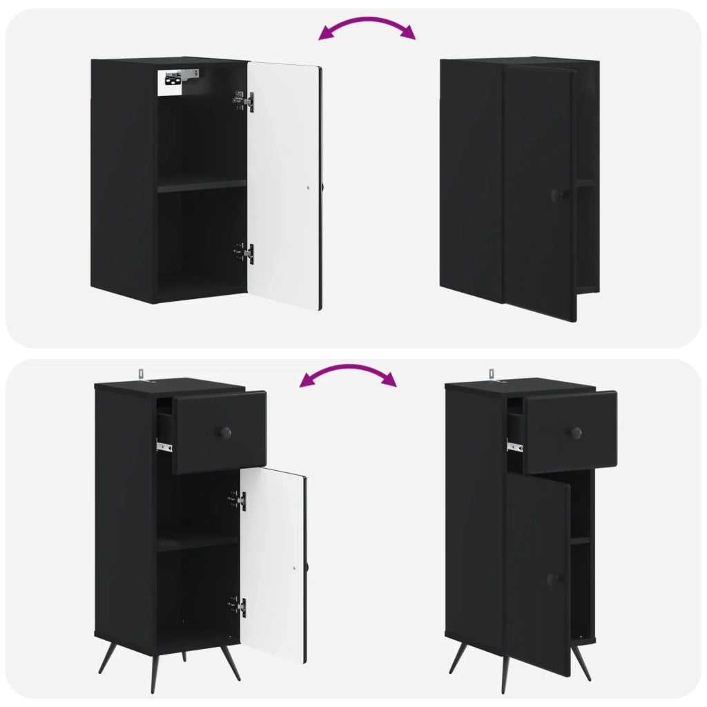Set di armadietti da bagno in 3 pezzi BREDA Nero 3417802