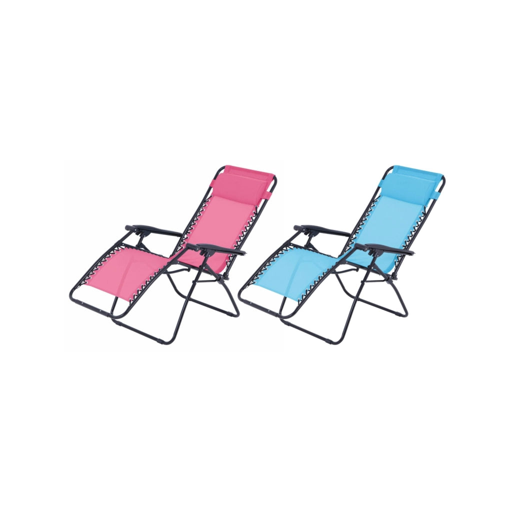 Set di 2 poltrone relax da giardino - O'Colors - Multi-posizione - Blu e rosa