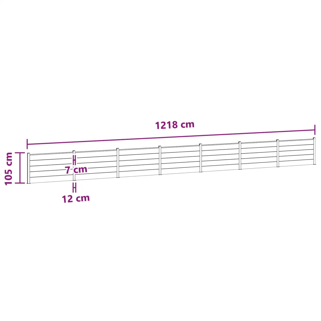 Pannello di Recinzione 7 pcs WPC e Alluminio Nero 3429453