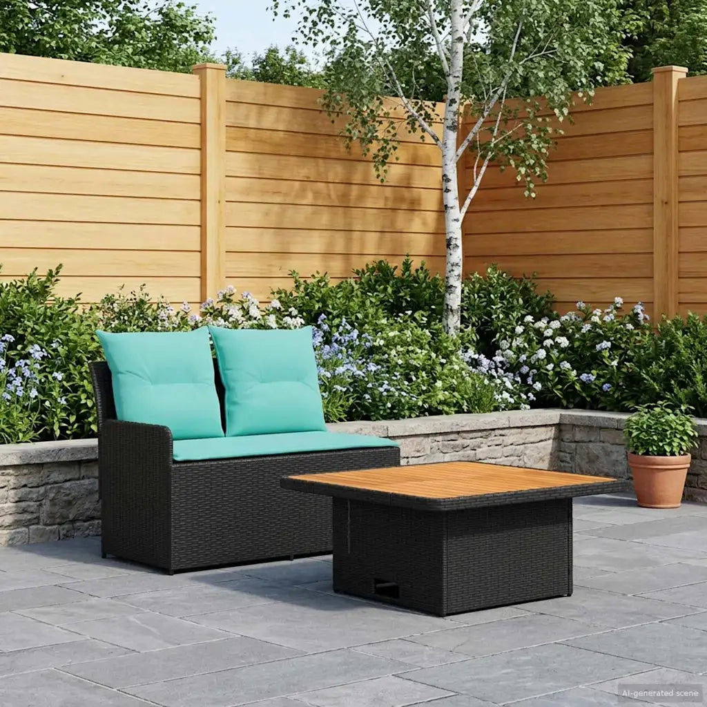 Divano da esterno-Divano da Giardino con Braccioli e Tavolo Alzabile 2 Pezzo 500361