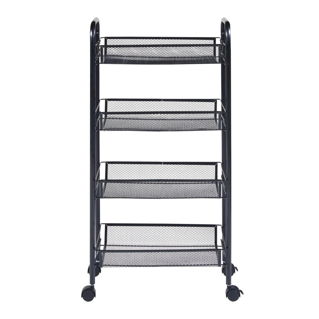 Carrello di servizio carrello da cucina/soggiorno mobile contenitore a 4 ripiani 83 x 44 x 26 cm acciaio nero 03_0009261