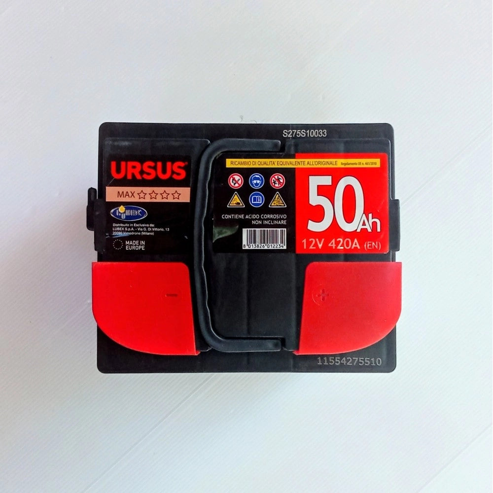 Ursus batteria auto da 50ah dx, 12v, spunto 420a, l 207 x p 175 x h 190mm