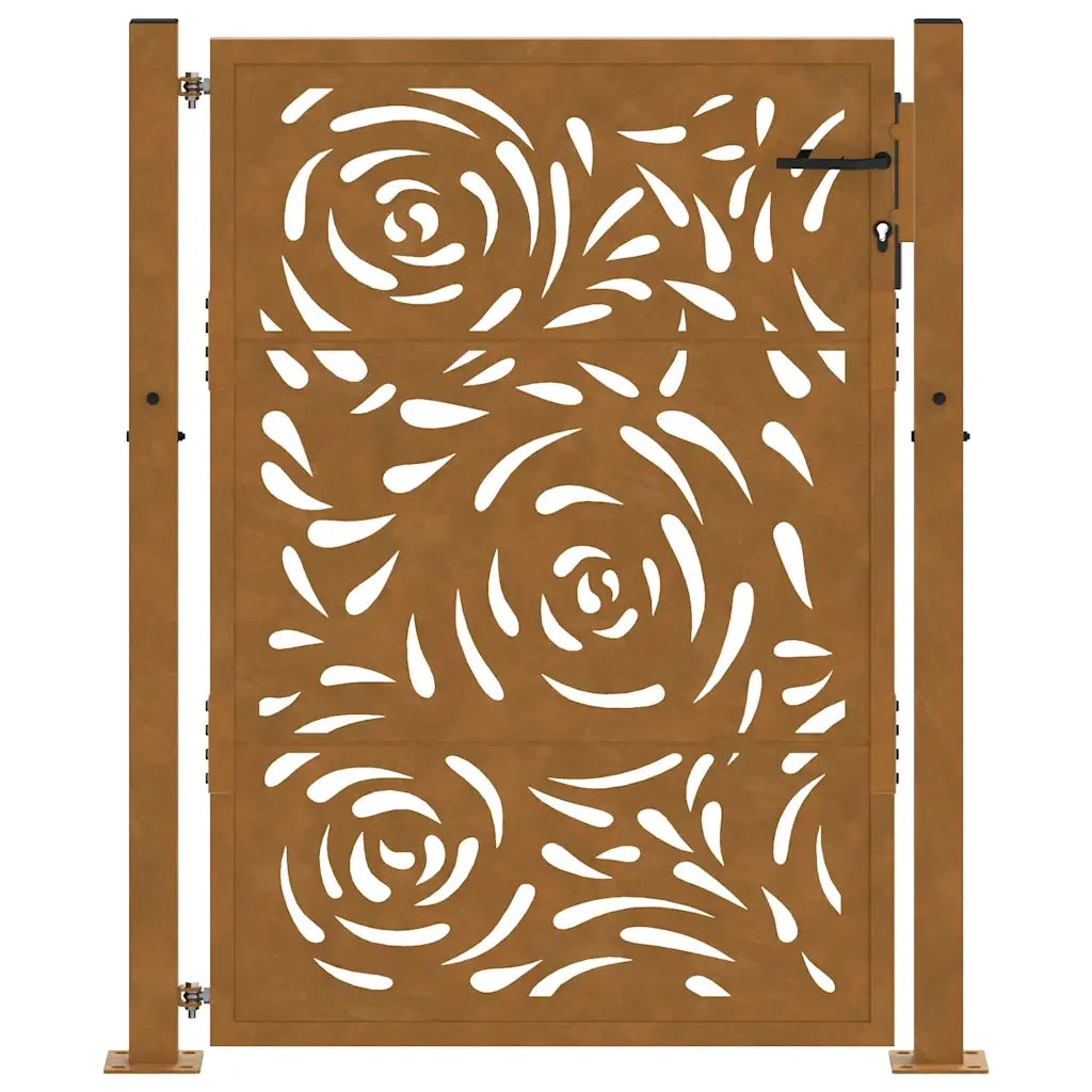 Cancello da giardino 100x150 cm in acciaio corten con design a fiamma 4100996