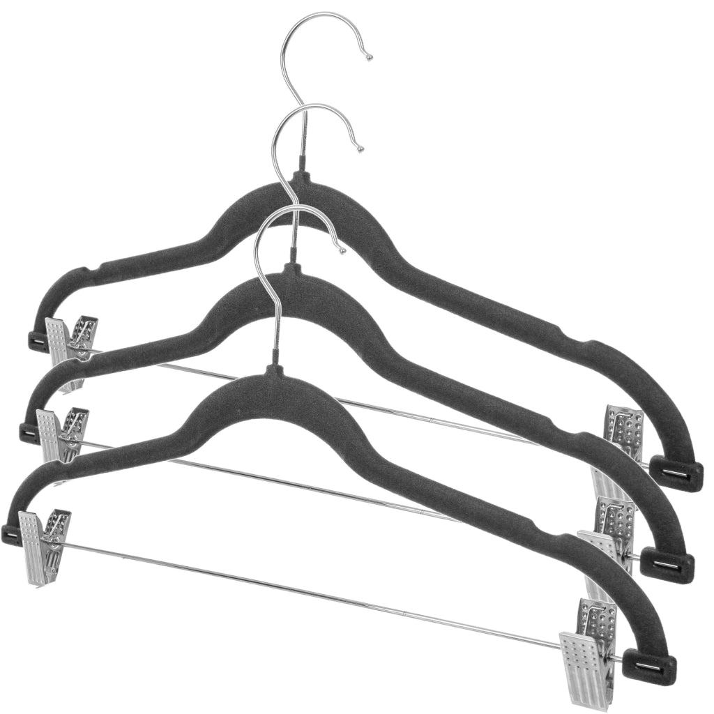 Grucce appendiabiti KADAX con clip per armadio, modello Loft, effetto floccato, 3 pezzi